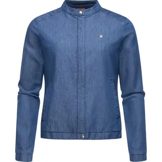 Kurzjacke RAGWEAR "Kurzjacke Malawi Denim", Damen, Gr. L, blau (denim blau), Obermaterial: 60% Baumwolle CO. 40% Viskose CV.  Obermaterial: Futter: 100% Polyester PES., Jacken Kurzjacke