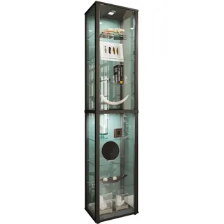 VCM »VCM Glasvitrine stehend Vitrine Glas mit ESG-Sicherheitsglas Maße ca. H. 227 x B. 50 x T. 38 cm Standvitrine Glas Modern und platzsparend Glas Vitrinenschrank ¿ Kavisa XL« 1 Stk. tlg., schwarz,