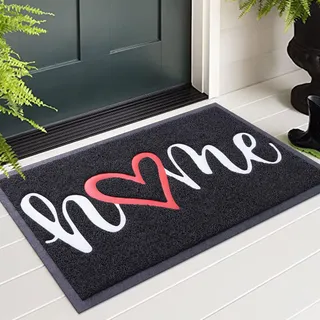 Homaxy Home Fußmatte außen und innen, rutschfeste Schmutzfangmatte Türmatte, waschbar Fussmatte aussen für Haustür, Eingangsbereich, Garten (60 x 90 cm, Schwarz)