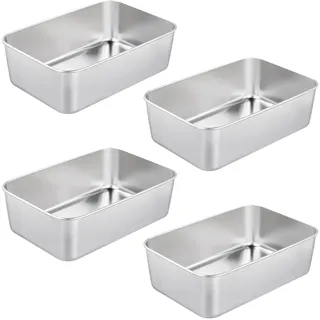 SINJEUN 4er Set Kastenform Edelstahl, 22 x 14,5 x 5,5 cm Rechteckig Edelstahl Brotbackform Kasten, Toastbrot Backform für Brot und Kuchen, Küche