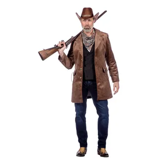 Wilbers & Wilbers 330438 - Western Mantel für Herren, braun, Cowboy Look, Karneval