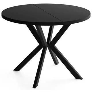WFL GROUP Runder Ausziehtisch 100 x 76 x 100 cm schwarz