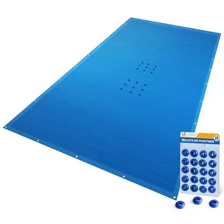 VOUNOT® Poolabdeckung Rechteckig 4x9m, Pool Abdeckplane PE 160g/m2, Wasserdicht UV-beständig Reißfest, Doppelte Poolplane mit DIY-Drainagelöchern & Aluminiumösen, für Aufstellpools, Dunkelblau