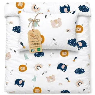 Kinderbettwäsche Baby Bettwäsche 100x135 cm aus Baumwolle - Kinder Set von Duvet Cover 100 x 135 und Kissenbezug 40x60 cm Junge und mädchen babybettwäsche bettbezug für Kleinkind Oeko-Tex