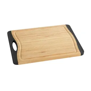 WENKO Schneidebrett Bambus Anti-Rutsch L, 39,5 x 28 cm, Hochwertiges Schneide-Brett mit Griff fr Obst, Gemse, Fisch und Fleisch, 1 Stck