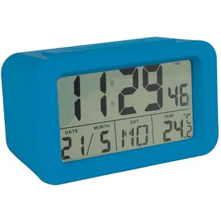FISURA - Blauer Digitaler Wecker mit LED-Licht. Wecker mit Datums- und Temperaturanzeige. 2 Alarme. Schlummertaste. Wecker digital mit Batterie 2 AAA-Batterien. 12x5,5x7, Blau