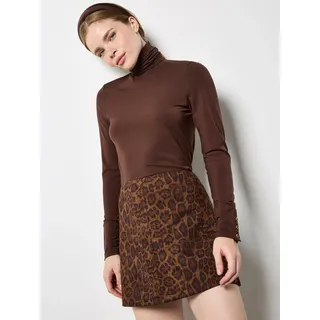 Minirock APRICOT "Kunstleder-Minirock", Damen, Gr. XS (34), braun, gewebt, Obermaterial: 90% Polyester PES. 10% Elasthan EL., Röcke Minirock, mit Leo-Muster