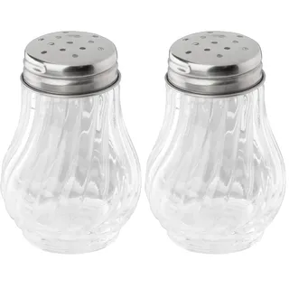 FMprofessional Streuer 50 ml, Salz- und Pfefferstreuer aus Glas, Gewürzstreuer für einfaches Dosieren, Salzstreuer für verschiedene Anlässe, hochwertiges Gewürzglas (Farbe: Silber), Menge: 1 Stück