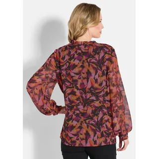 GOLDNER Schlupfbluse »Chiffon-Bluse mit semitransparenten Ärmeln«, rot