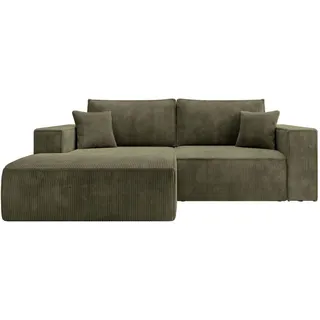 Selsey Ecksofa Farese Mini mit Cordbezug Olivgrün, links , Textil , Ottomane links, L-Form,L-Form , 240x167 cm , Wohnzimmer, Sofas & Couches, Wohnlandschaften, Ecksofas