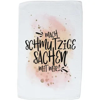 GRAZDesign Geschirrtuch Mach schmutzige Sachen mit Mir Spruch - lustiges Motiv - Küchentuch Geschenk Waffelgewebe 40x60cm