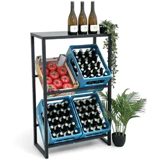 DanDiBo Ambiente Getränkekistenregal 4 Kisten mit Ablage 40 x 30 x 100 cm Schwarz