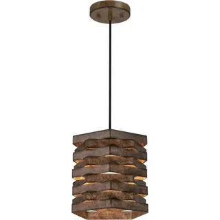 Einflammige Pendelleuchte Charlize Scheunenholz - Braun