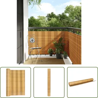 The Living Store Balkon-Sichtschutz Hellbraun 400x90 cm Poly Rattan - Braun