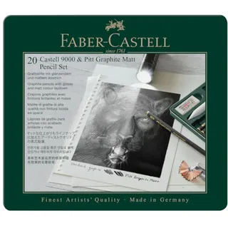 Faber-Castell 115224, - Bleistifte Set Pitt Graphite Matt & Castell 9000 20er Metalletui