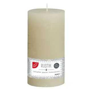 Mein Moment Rustik Stumpenkerze, Hochwertige Tischkerze mit Durchbrandschutz, 1 Stück, 68 x 68 x 160 mm, creme
