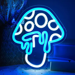 Pilz Neon Zeichen für Wand Dekor Pilz Neon Licht Led Pilz Neon Nachtlicht Wandkunst Blauer Pilz Neon Zeichen für Schlafzimmer Dekor Geschenk für Mädchen Kinder (XD010)