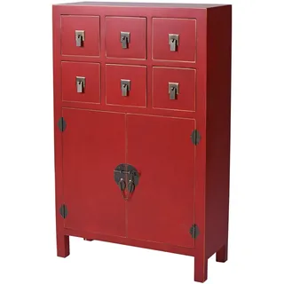 Schrank Chinoiserie Schubladenschrank chinesischer Hochzeitsschrank rot Kommode