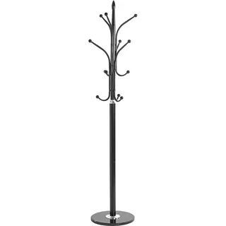 Unyqoos® Stilvoller moderner Garderobe schwarz mit Marmorbasis und Chromhaken - Schwarz