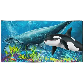 Violetpos Schnell Trocknende und Leichte Strand Handtücher Strandtuch groß 90x180 cm Schnelltrocknendes Mikrofaser Bedrucktes mit Ozean Koralle Wal Delfin