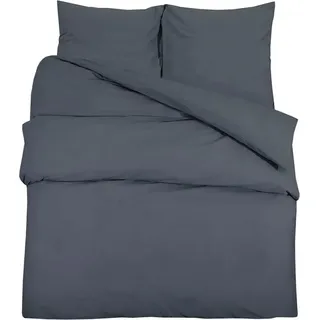 Bettwäsche-Set Anthrazit 240x220 cm Baumwolle - Grau