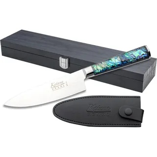 Katana Saya Pearl 15 cm Kochmesser – VG-10-Damaststahl mit hohem Kohlenstoffgehalt für extreme Robustheit und Schärfe – Acrylgriff mit Abalone-Muster