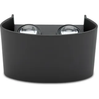 Grafner UP and DOWN Aluminium Wandlampe mit 4 Watt LED-Leuchtmittel, schwarz, 4 x 1 Watt SMD LED, IP54, für außen und innen, KEIN ROST – Pulverbeschichtung, oben unten Wandleuchte Lampe Außen rund