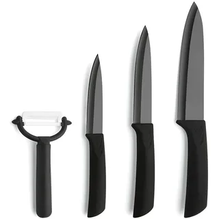 Amefa AUENTHAL Keramikmesser Set | 4-teilig | Klingen aus Keramik | Extrem scharf und leicht | Kochmesser, Allzweckmesser, Spickmesser & Schäler | Keramik Messerset, 9370CEZN53Z09, Mehrfarbig