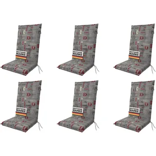 Gardissimo 6x 1112 Hochlehner Gartenstuhl Auflagen 120x50x8cm grau