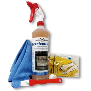 PANDACLEANER Backofen und Grillreiniger - 1000ml Spray Backofen Reiniger - Set mit Pinsel Handschuhe & Tuch - Ofenreiniger Backofenreiniger - Backofen Grillreiniger