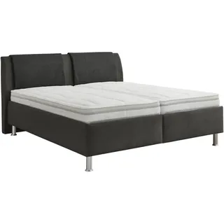 Beldomo - Sleep Polsterbett , Grau, Schwarz , Textil , H2 + H3 , Höhe ca. 24 cm , 160x200 cm , Goldenes M, Made in Eu , Bezug abnehmbar/waschbar, für verstellbare Lattenroste geeignet, atmungsaktiv, Härtegradauswahl für beide Seiten,Bettkasten, gepolstertes Kopfteil, Stoffauswahl, in verschiedenen Größen erhältlich, Matratze in verschiedenen Härtegraden erhältlich,Federleisten mit Duokappen, verstellbar , Schlafzimmer, Betten, Polsterbetten