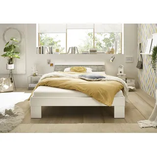 Futonbett SCHLAFKONTOR "Lyon", weiß (weiß abgesetzt beton optik), B:146cm H:69cm L:215cm, Betten, Futonbett