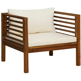 VidaXL 316294, Akazienholz, Stoff, Polyester, Erwachsene & Kinder, 730 mm, 690 mm, 625 mm, 6 cm - Weiß