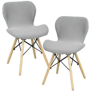 Fililogor Barhocker Bezüge 2er Set Stretch Stuhlhussen für Barhocker, Schwarz Hocker Bezug mit Lehne für Esszimmer, Küche, Outdoor (Hellgrau, 2er Set)
