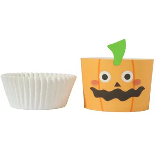 PME Halloween Kartonbackformen mit Cupcake-Förmchen - Kürbisfratze (12er-Set)