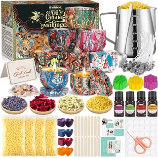 ITMNMNL DIY Kerzen Set - Kerzenherstellung Mit 480g Bienenwachs, 8 Kerzendosen, Duftöl, Farbblöcken - Duftkerzen Selber Machen