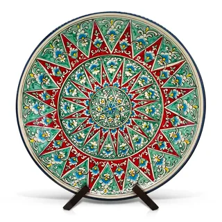 ZARENHOFF Lagan - Ø 42 Orientalischer Lagan Ляган Rischtan Keramik Teller Servier-Schale handbemalt (42 cm)