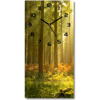 Wanduhr aus Glas – 30x60 cm - Glasbild - Glasuhr - Gehärtetes Glas -Ein schöner Wald - Grün