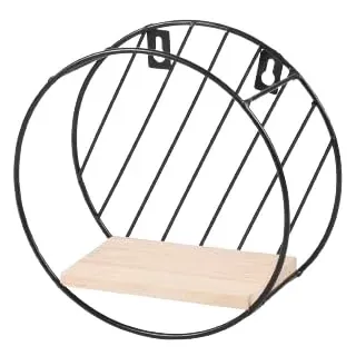 Urban Living Modern Spirit Wandregal, rund, Holz und Metall, Schwarz & Weiß, D19 x 8 cm