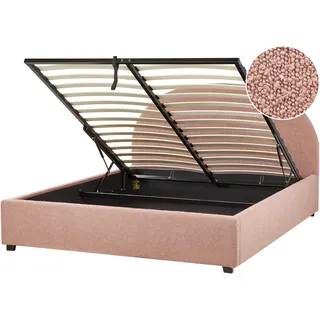 Beliani Bett mit Stauraum Bouclé Vaucluse 160 x 200 cm