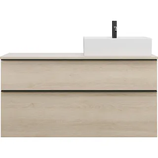 burgbad Eqio Keramik-Aufsatzwaschtisch quadratisch, rechts, inklusive Waschtischunterschrank mit 2 Schubladen, Breite 1200mm, SGUQ120RF3180C0001G0252