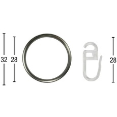 Bild Gardinenring »Ring mit Haken«, (Set, 20 St., mit Faltenlegehaken), Aluminium, silberfarben