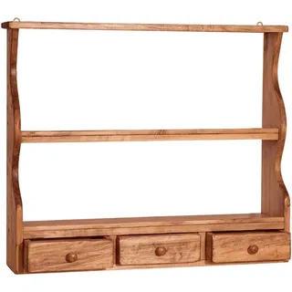 Biscottini Wandregal aus Holz 79,5 x 18 x 68,5 cm | Küchenregal für die Wand, natürliches Finish | Wandregal Made in Italy