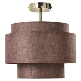BELIANI Hängelampe Braun Leinen Stoff Mehrstufig Modernes Design Wohnzimmer Schlafzimmer Esszimmer Flur Deckenleuchte Deckenlampe Hängeleuchte - Braun, Gold