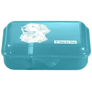 Step by Step Lunchbox „Dog Basty“, türkis, mit Trennwand und Klickverschluss, spülmaschinenfest, BPA-frei, für Schule und Kindergarten, für Mädchen und Jungen, 0,9 Liter