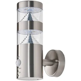 Lindby Edelstahl LED Wandlampe aussen mit Bewegungsmelder, Aussenwandleuchte spritzwassergeschützt IP44 1x 8,1W warmweiß (3.000K)