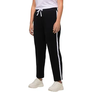 Ulla Popken Damen große Größen Übergrößen Plus Size Jogginghose, Elastikbund, Seitenstreifen, Schwarz, EU 62-64