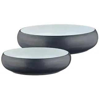 Bjorn Obstschale GOURMET Ø22 & Ø30 cm – Design Servierschale aus Keramik, modernes Geschirr Set für Tisch & Küche, Schwarz Onyx & Weiß