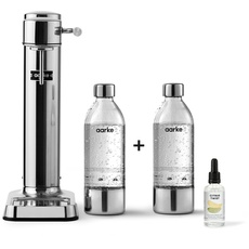 Aarke Carbonator 3 Wassersprudler, Edelstahl Finish + 2 x PET-Flaschen 800ml + Aromatropfen Zitrus Twist