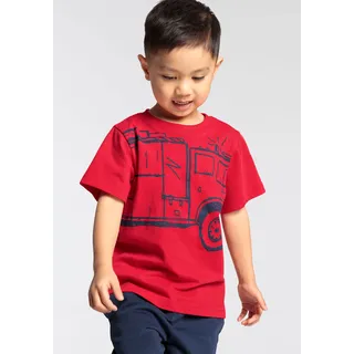 T-Shirt KIDSWORLD "FEUERWEHR", Jungen, Gr. 128/134, rot, Single Jersey, Obermaterial: 100% Baumwolle, bedruckt, Basic, Rundhals, Shirts T-Shirt, Kurzarm, Basic-Passform, mit trendigem Druck, Rundhalsausschnitt